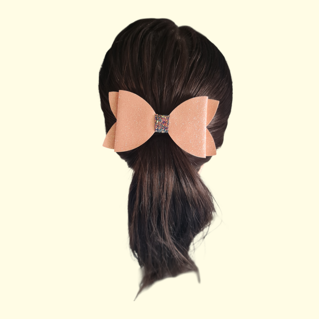 Peach Glitter Hair Bow