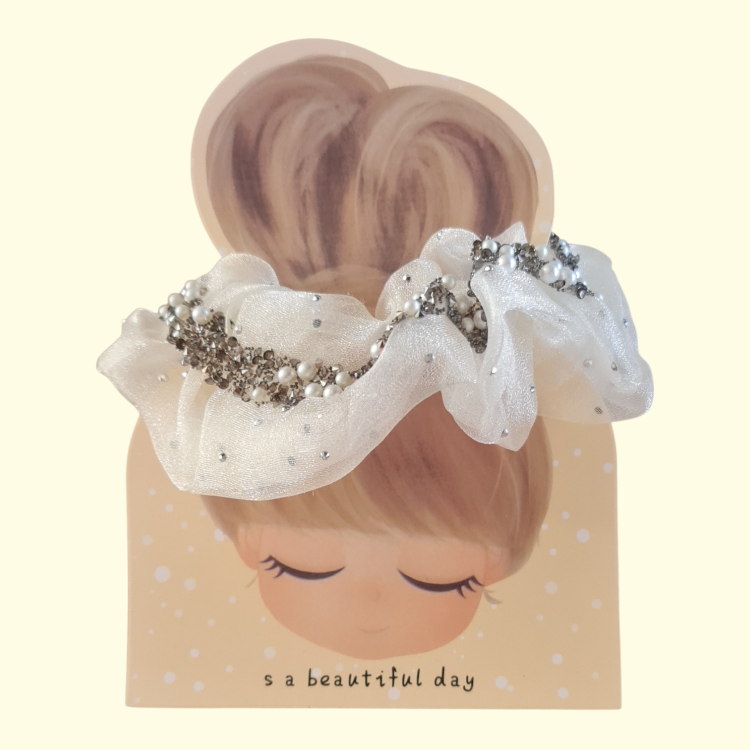Bling Cream Hair Scrunchie