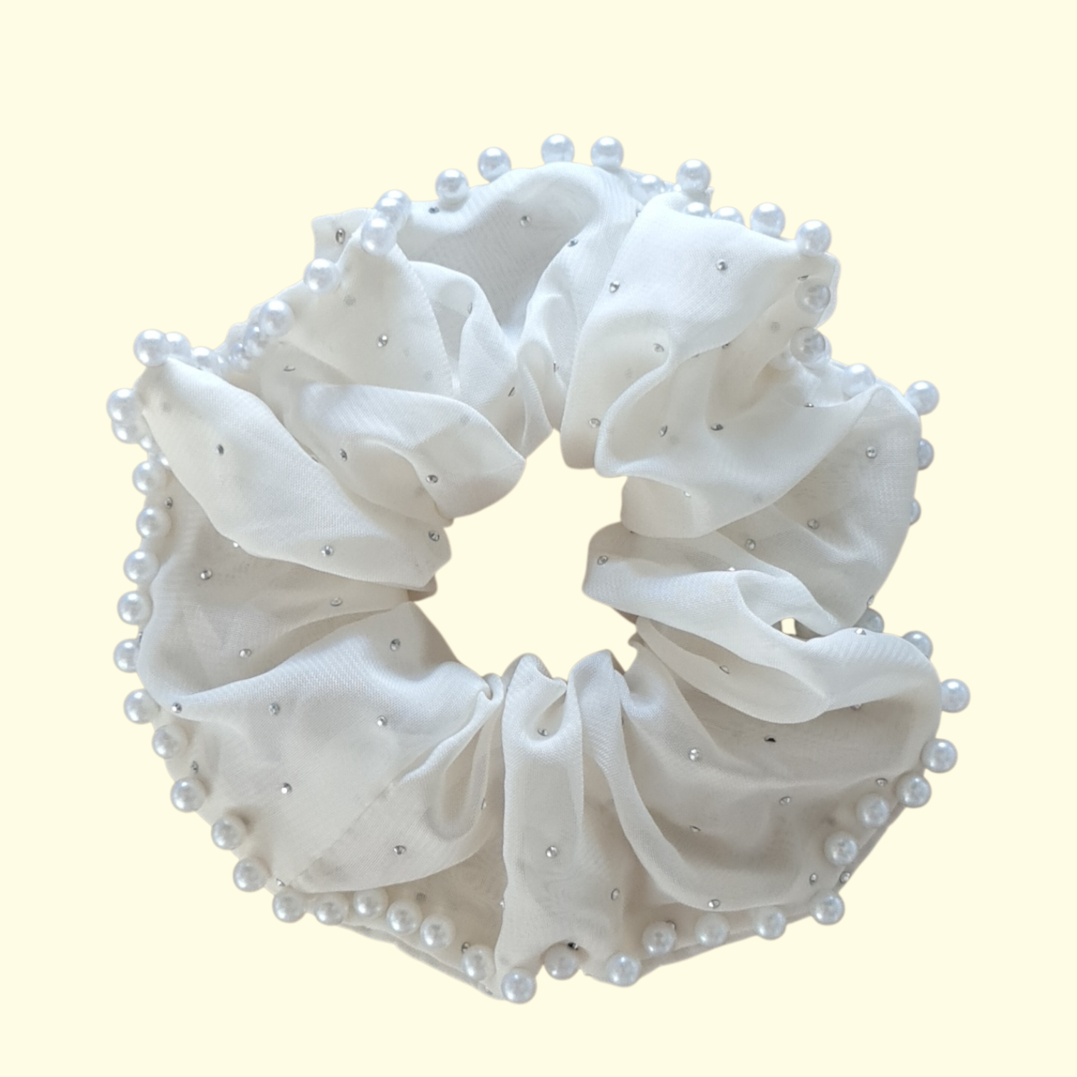 Puff Pearl White Hair Scrunchie