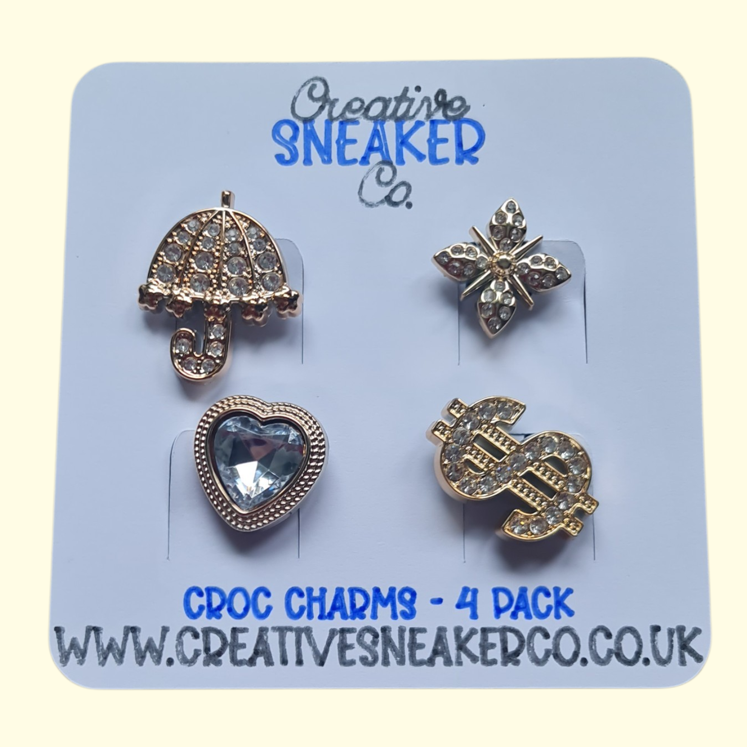 Gold Bling Umbrella Crocs Charms x4