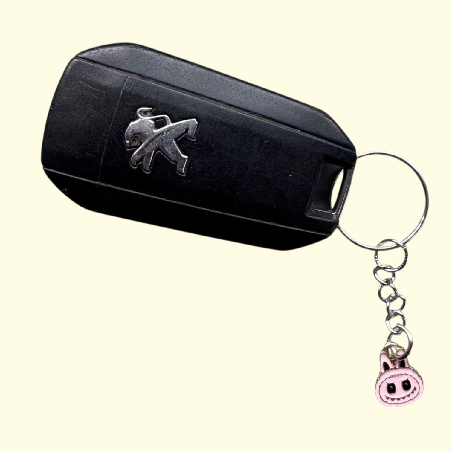 Labubu Face Pale Pink Keyring
