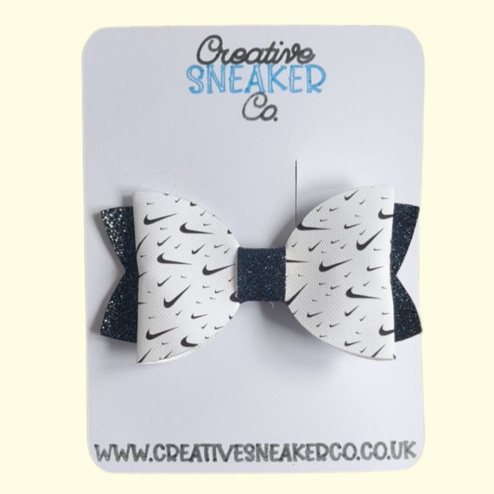 Swoosh Navy Glitter Hair Bow