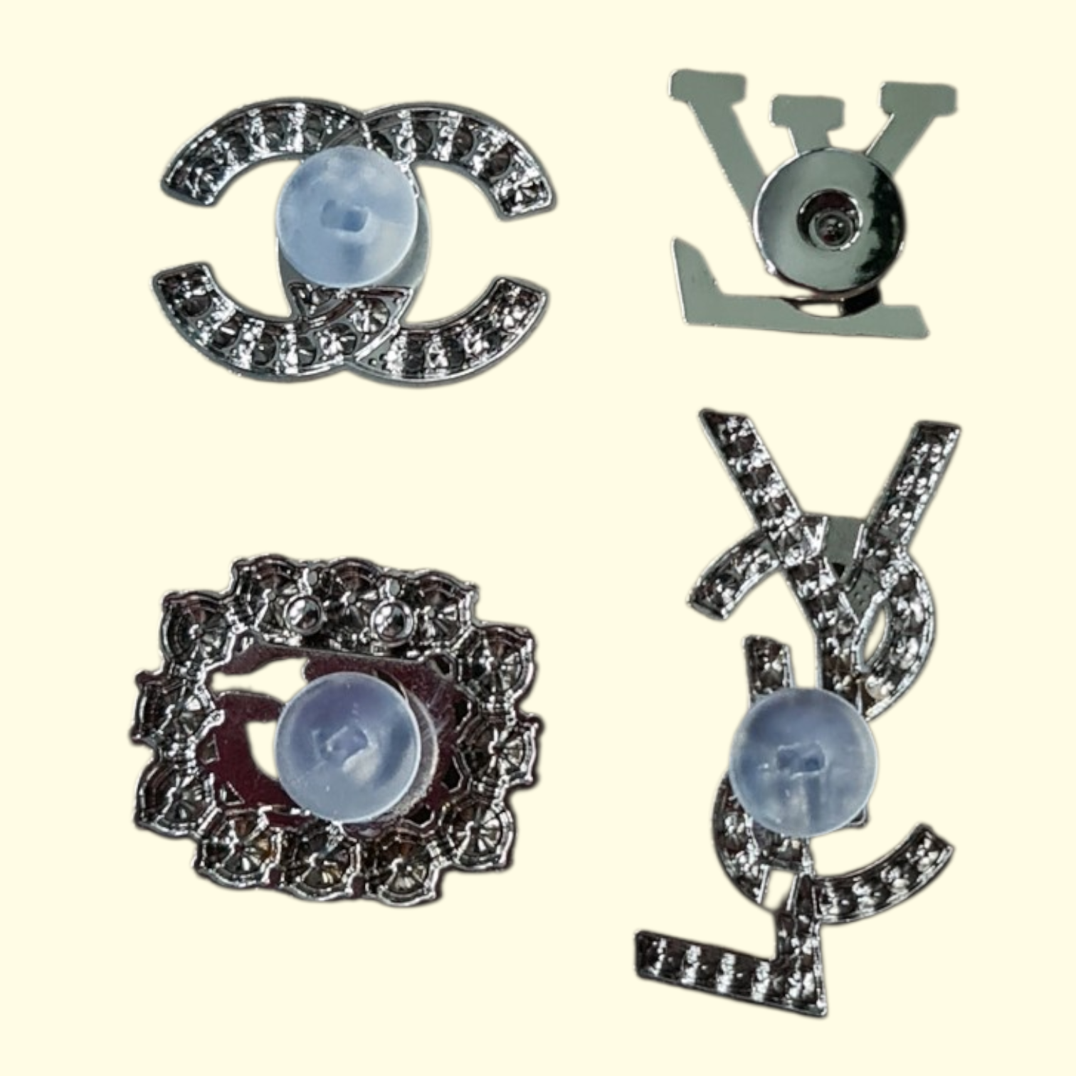 Silver Bling Designers Crocs Charms x4