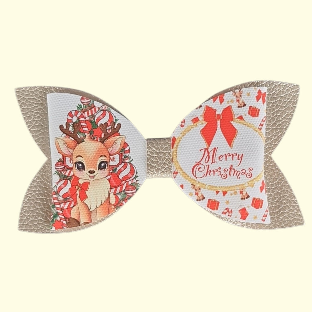Gold Reindeer Standard Hair Bow