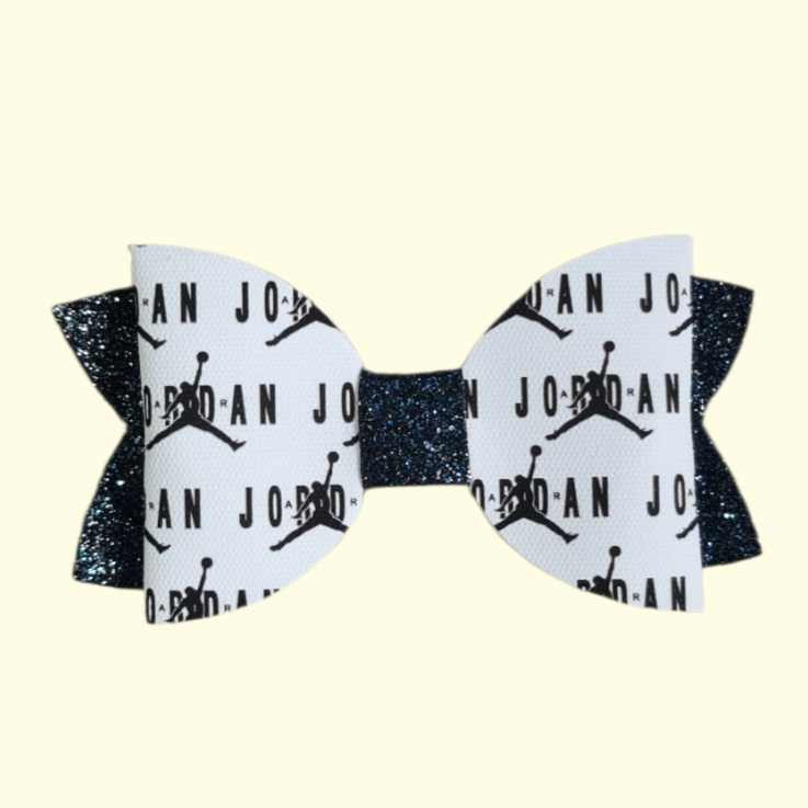 Jumpman Navy Glitter Hair Bow