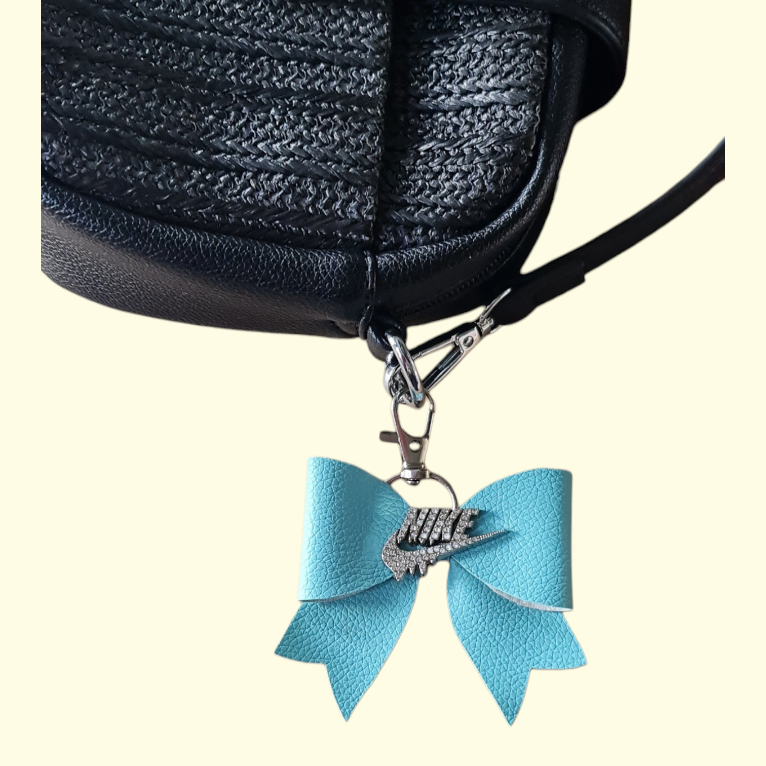 Light Blue Silver Nike Swoosh Bag Charm