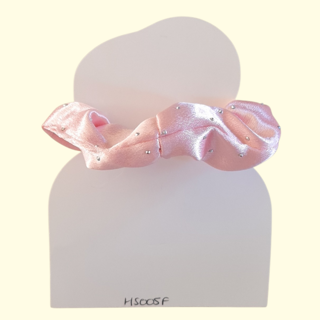 Satin Diamanté Pink Hair Scrunchie