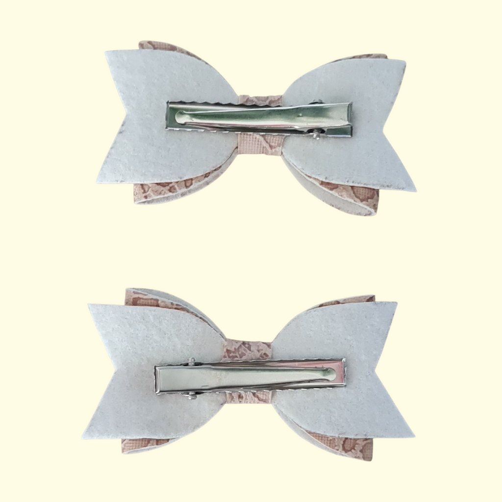 Lace Beige Hair Bow x2