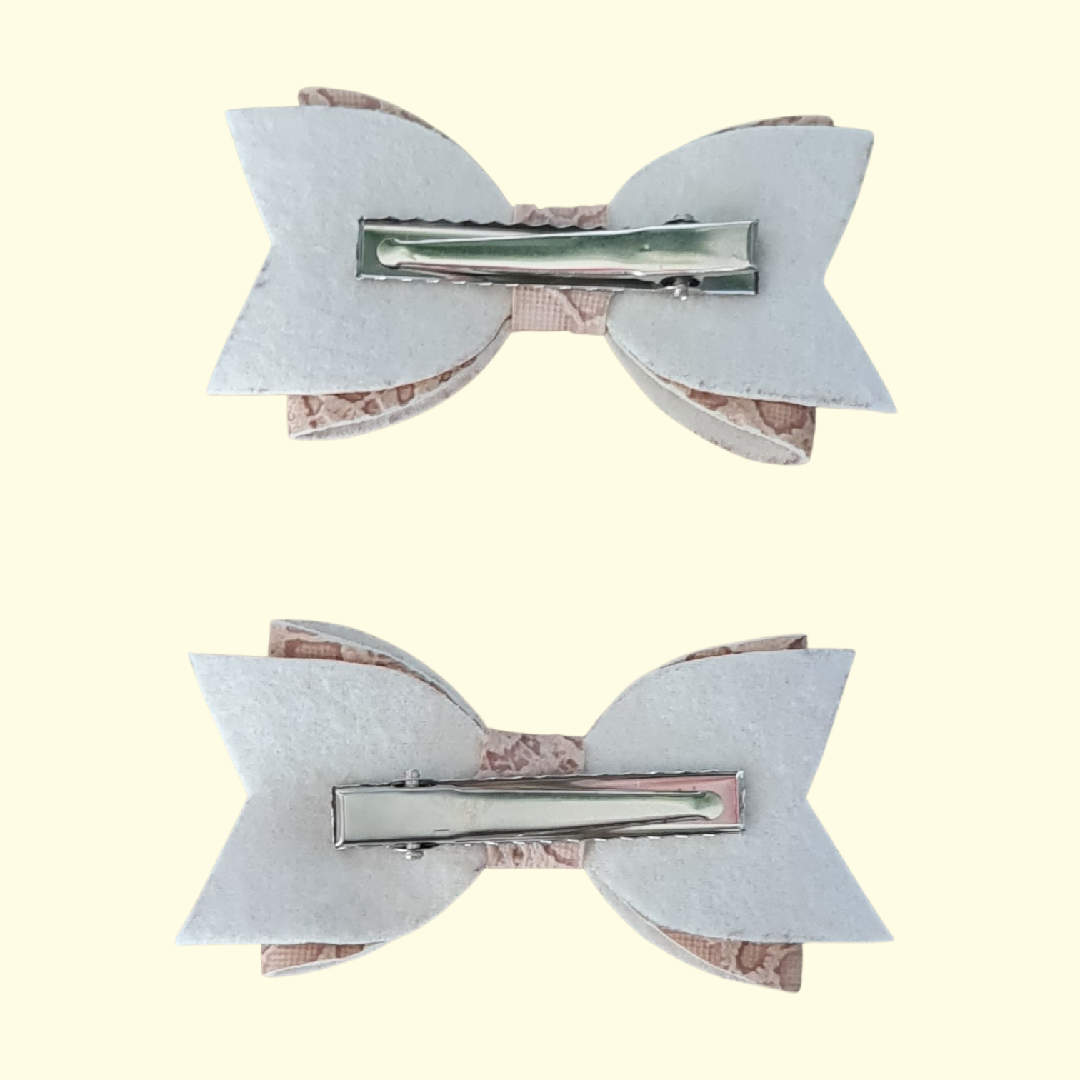 Lace Beige Hair Bow x2