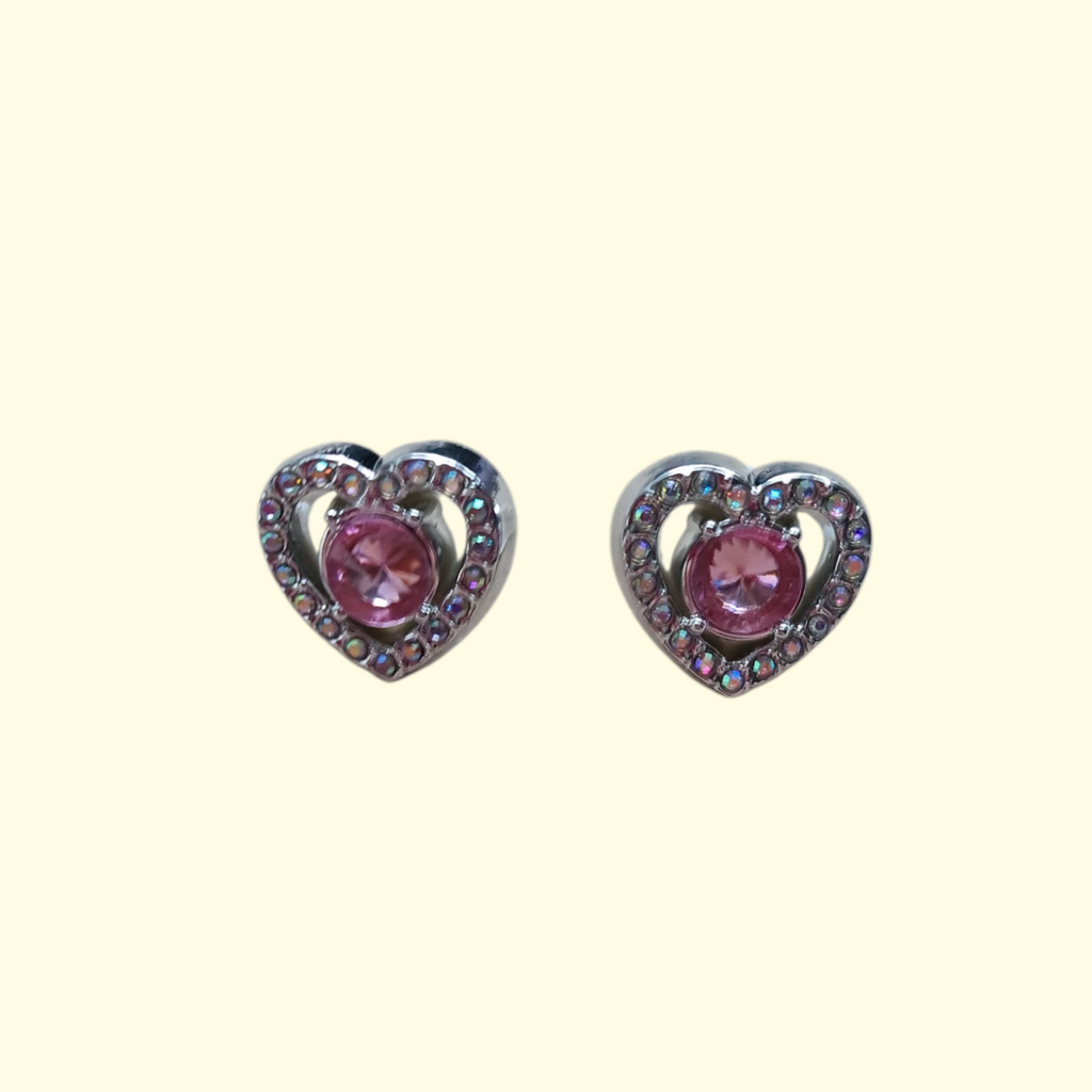Silver Bling Pink Heart Shoelace Charms