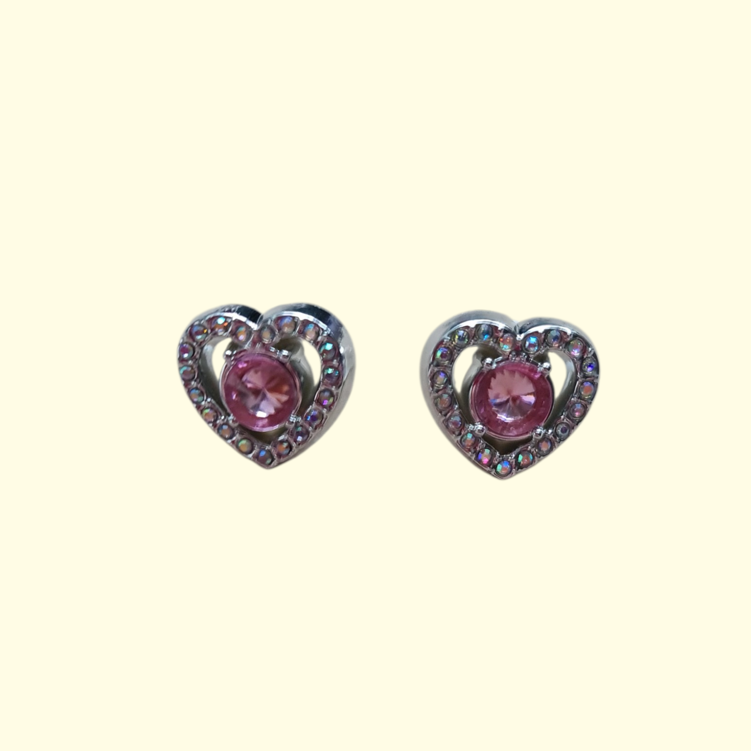 Silver Bling Pink Heart Shoelace Charms