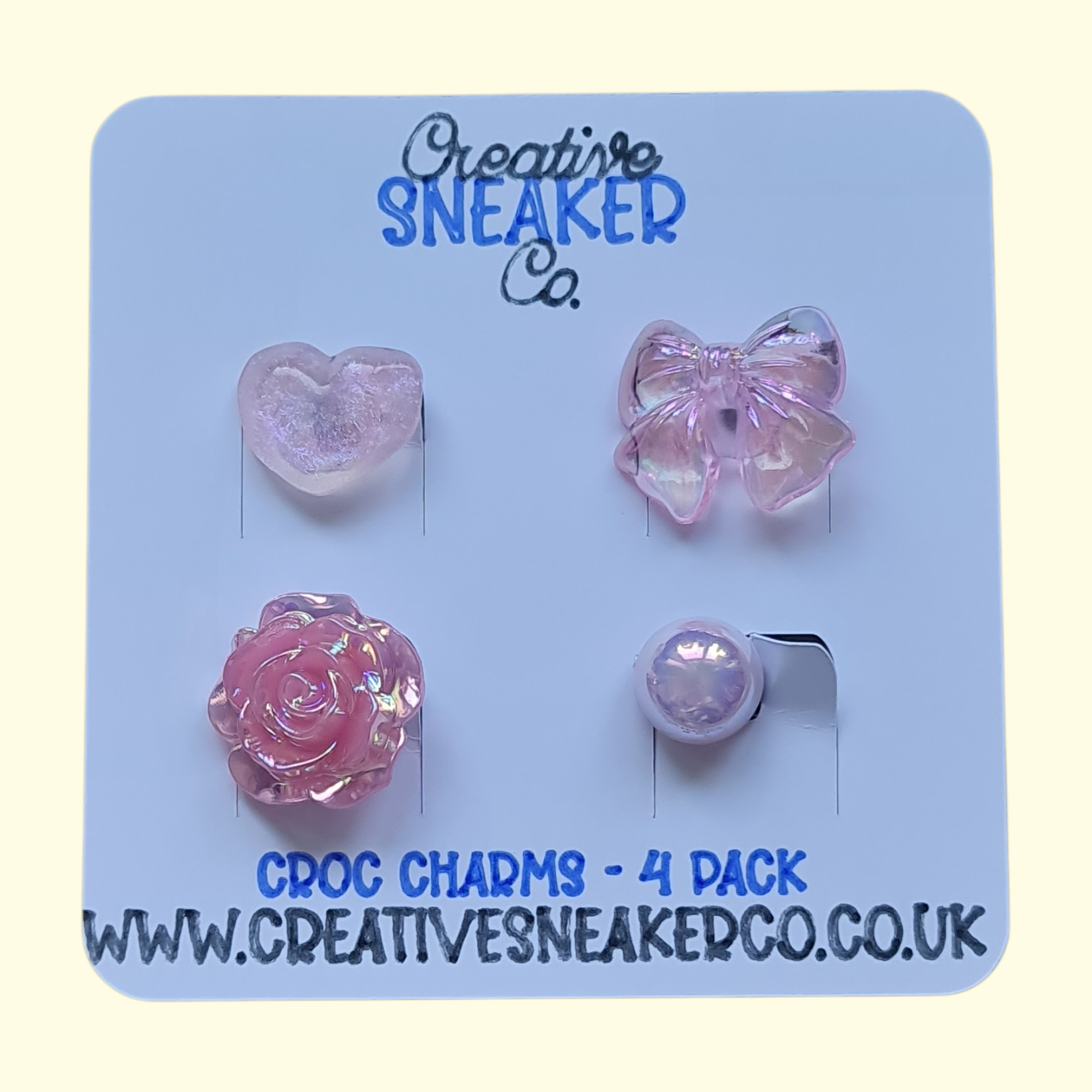 Pink Pearl Bow Crocs Charms x4