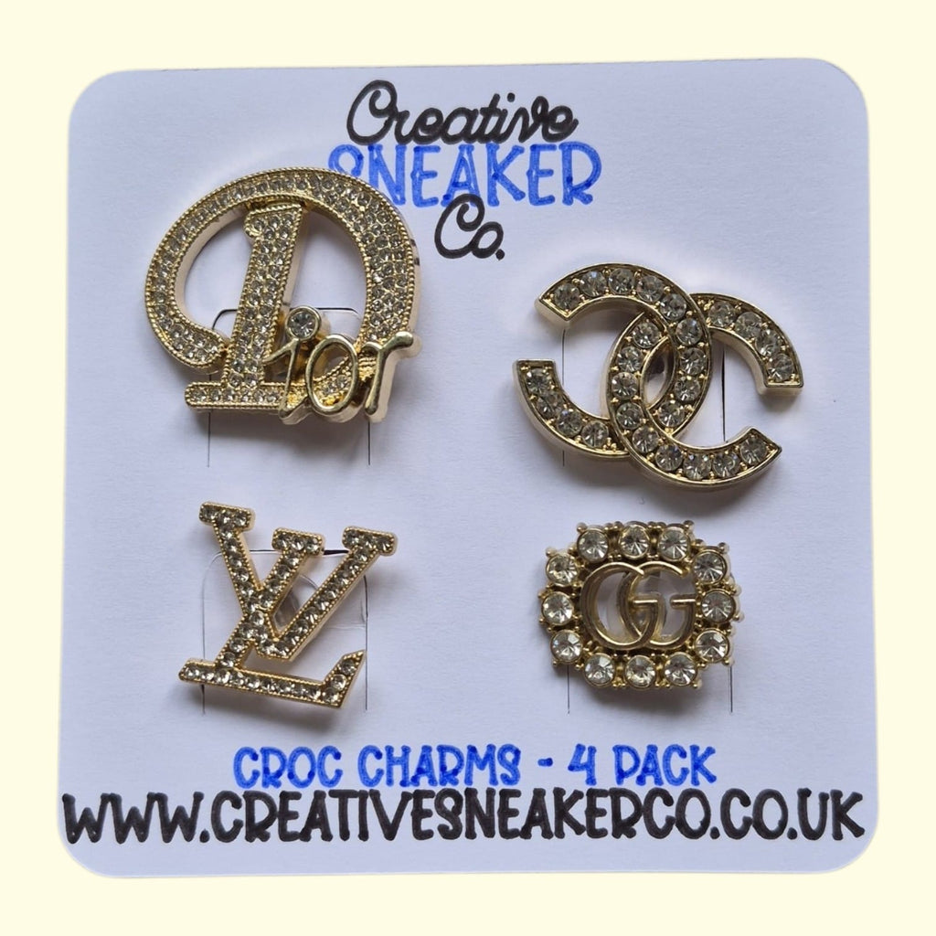 Gold Bling Designers Crocs Charms x4