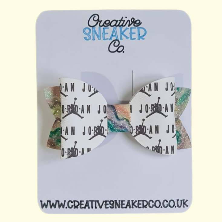 Jumpman Green Marble Glitter Hair Bow
