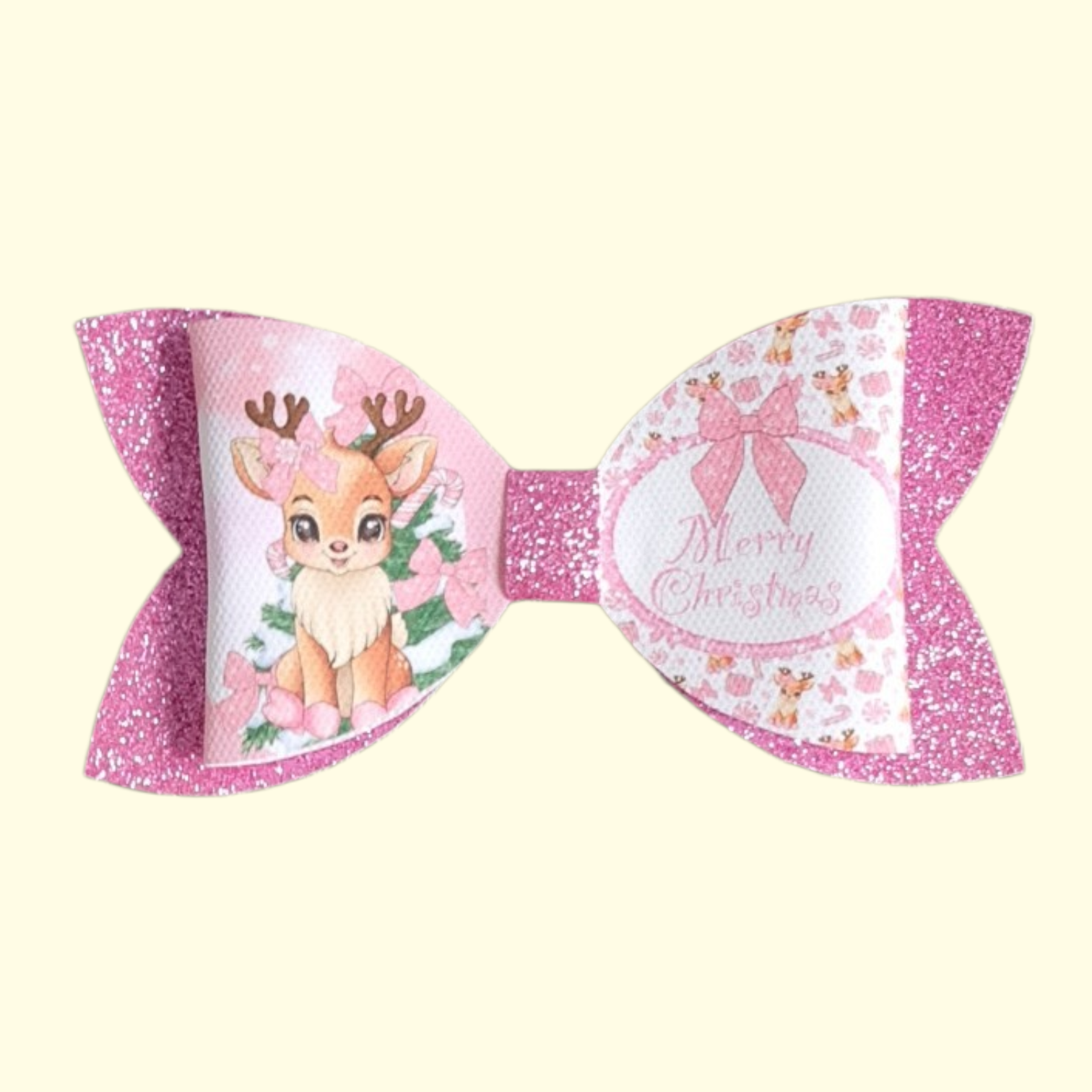 Pink Reindeer Standard Hair Bow