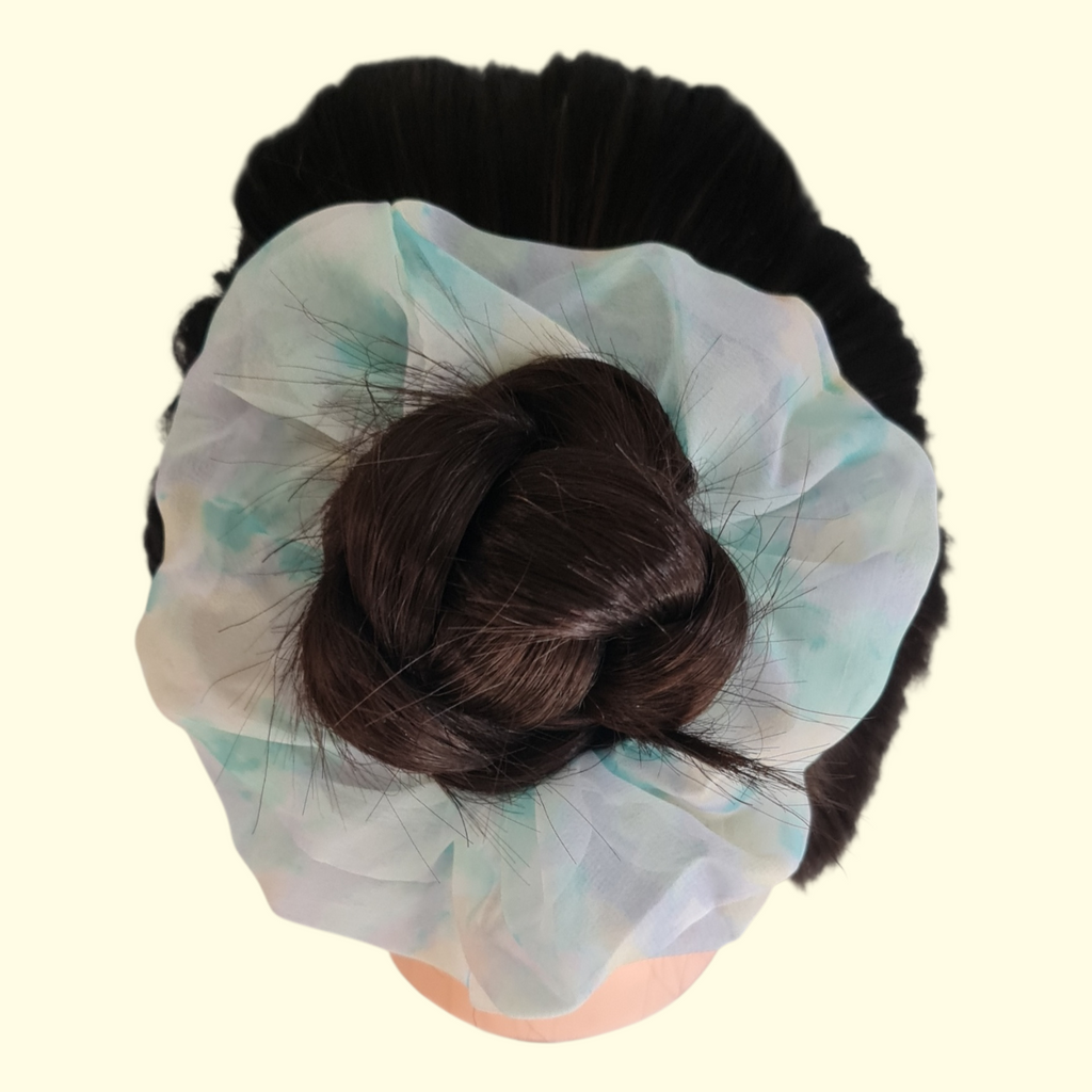 Puff Teal Print Hair Scrunchie