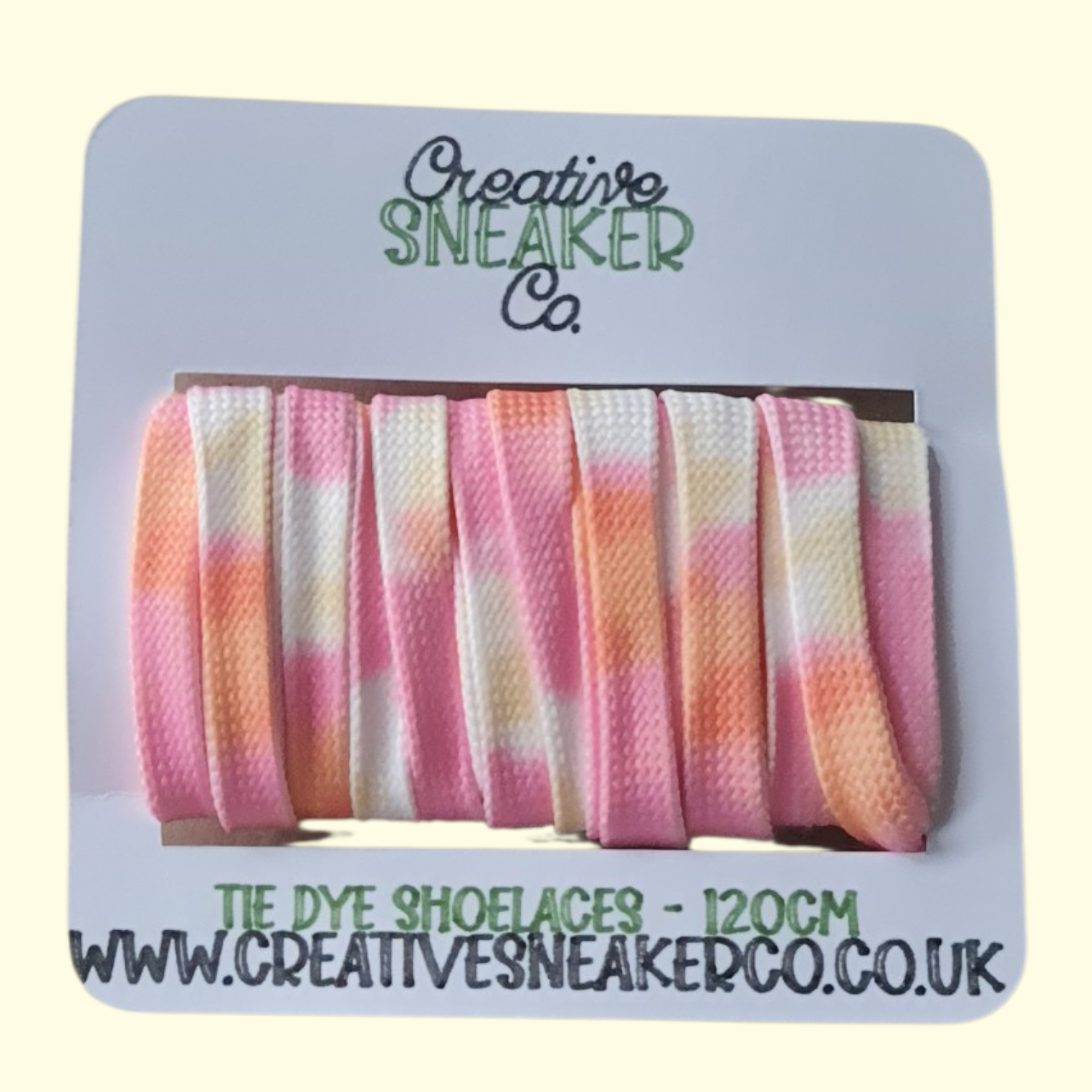Tie Dye Flat Shoelaces 120cm Pink and Orange