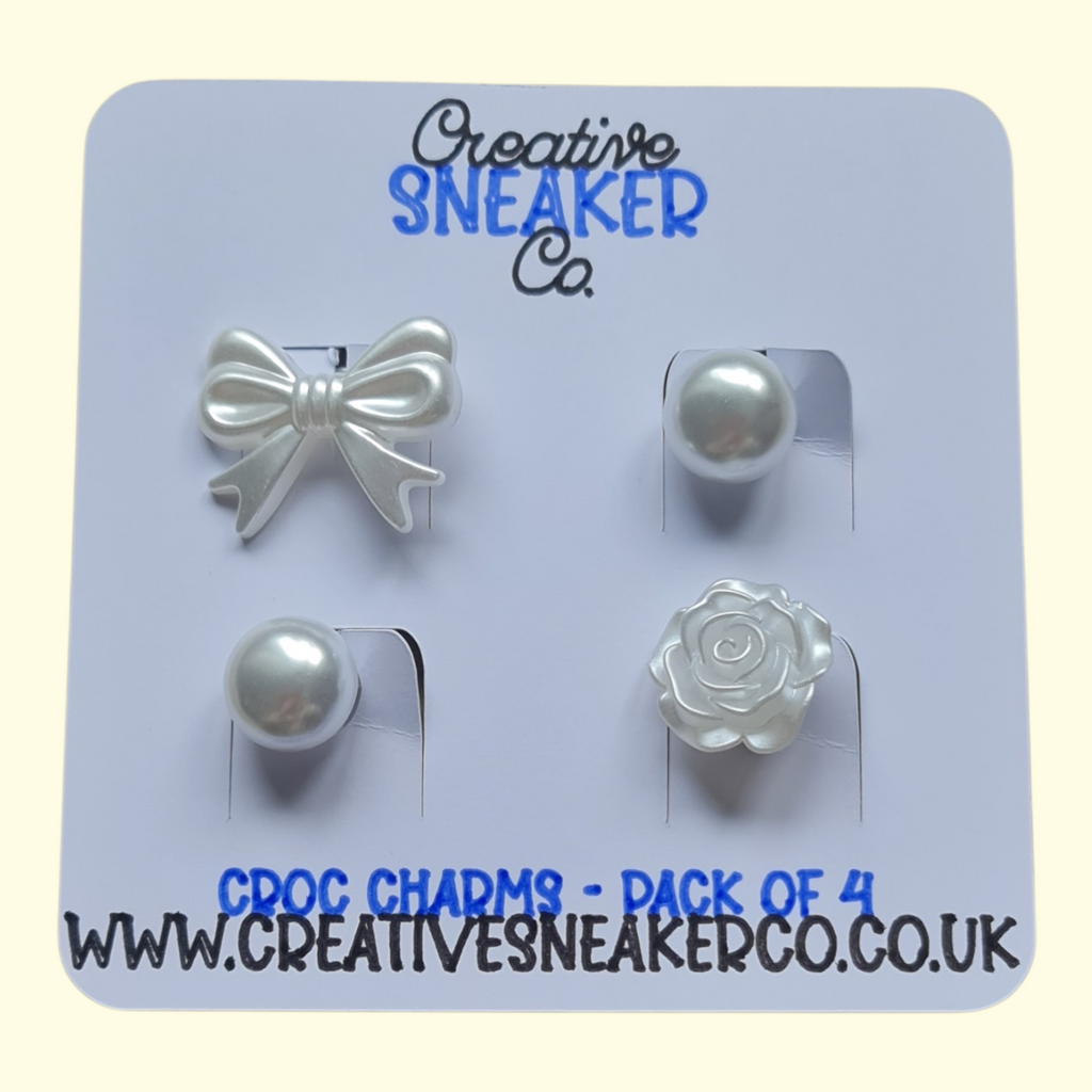 Pearl Bow Crocs Charms x4