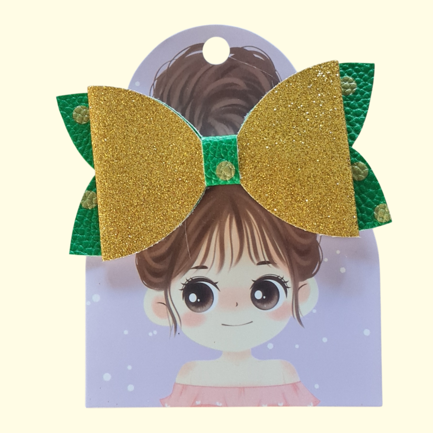 Gold and Green Hair Bow
