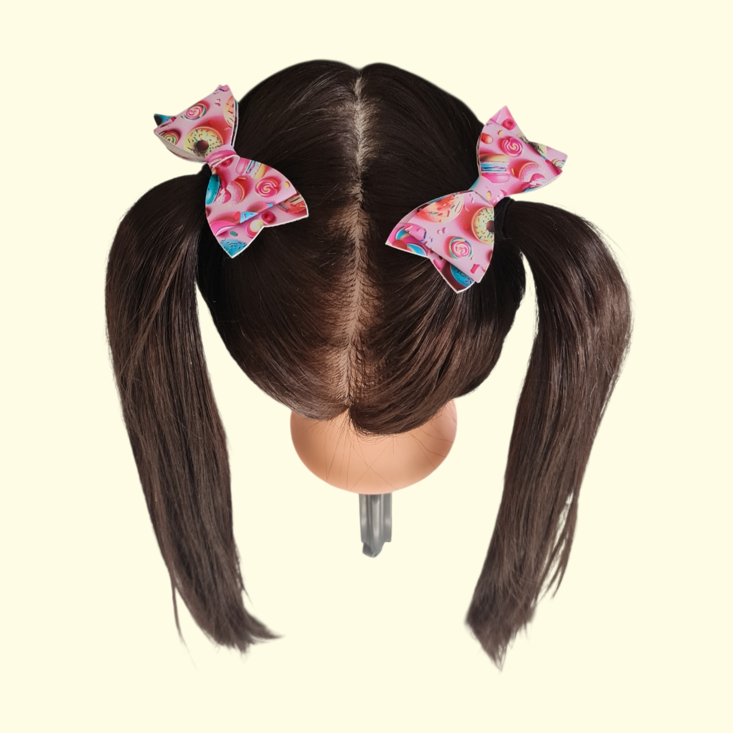 Donut Pink Hair Bow x2