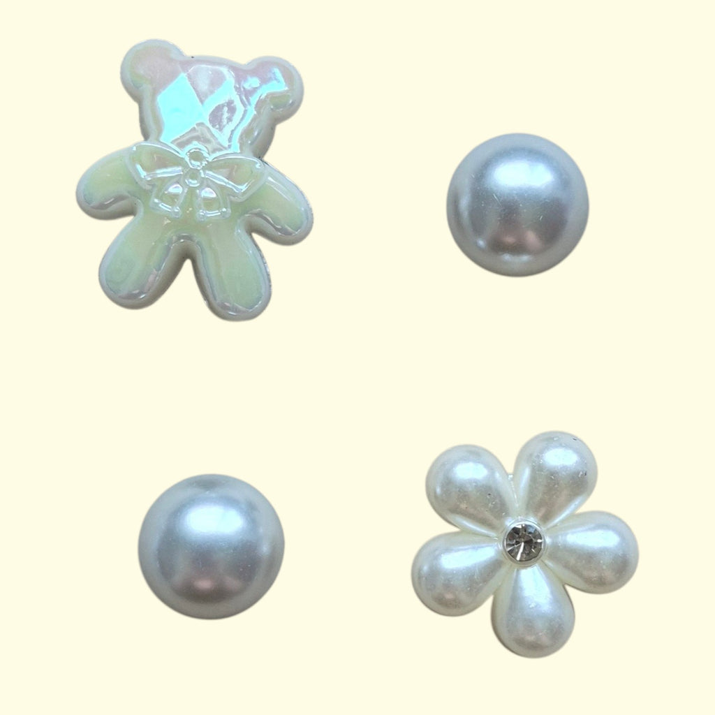 Pearl Teddy Crocs Charms x4
