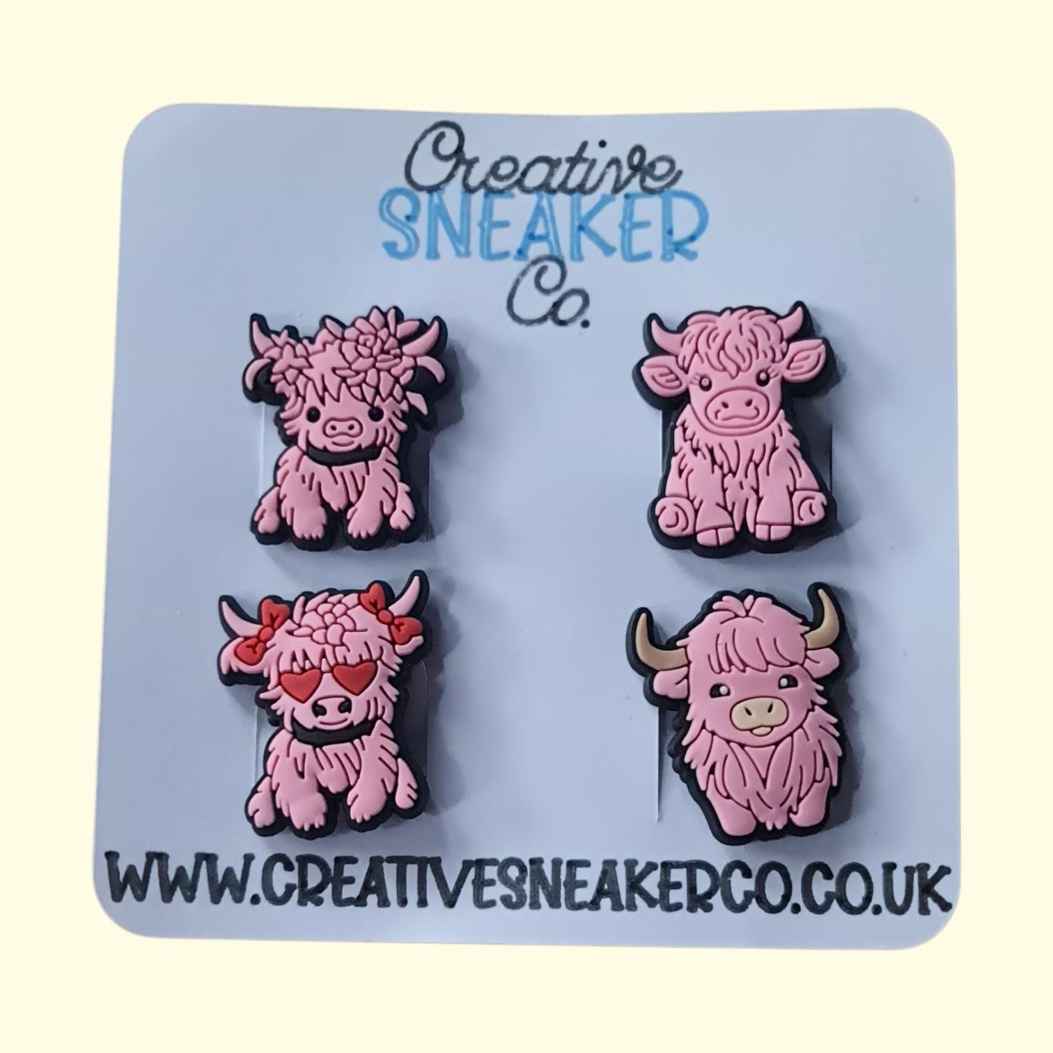Highland Cows Pink Crocs Charms x4