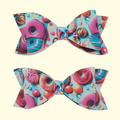 Donut Blue and Pink Hair Bow x2
