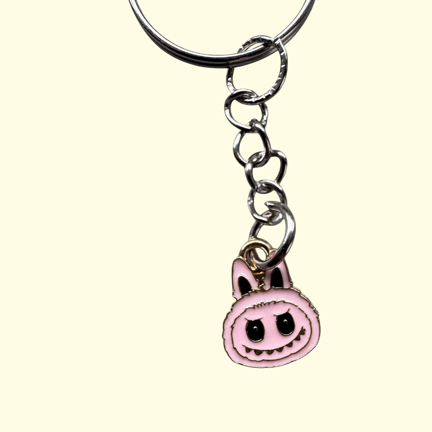 Labubu Face Pale Pink Keyring