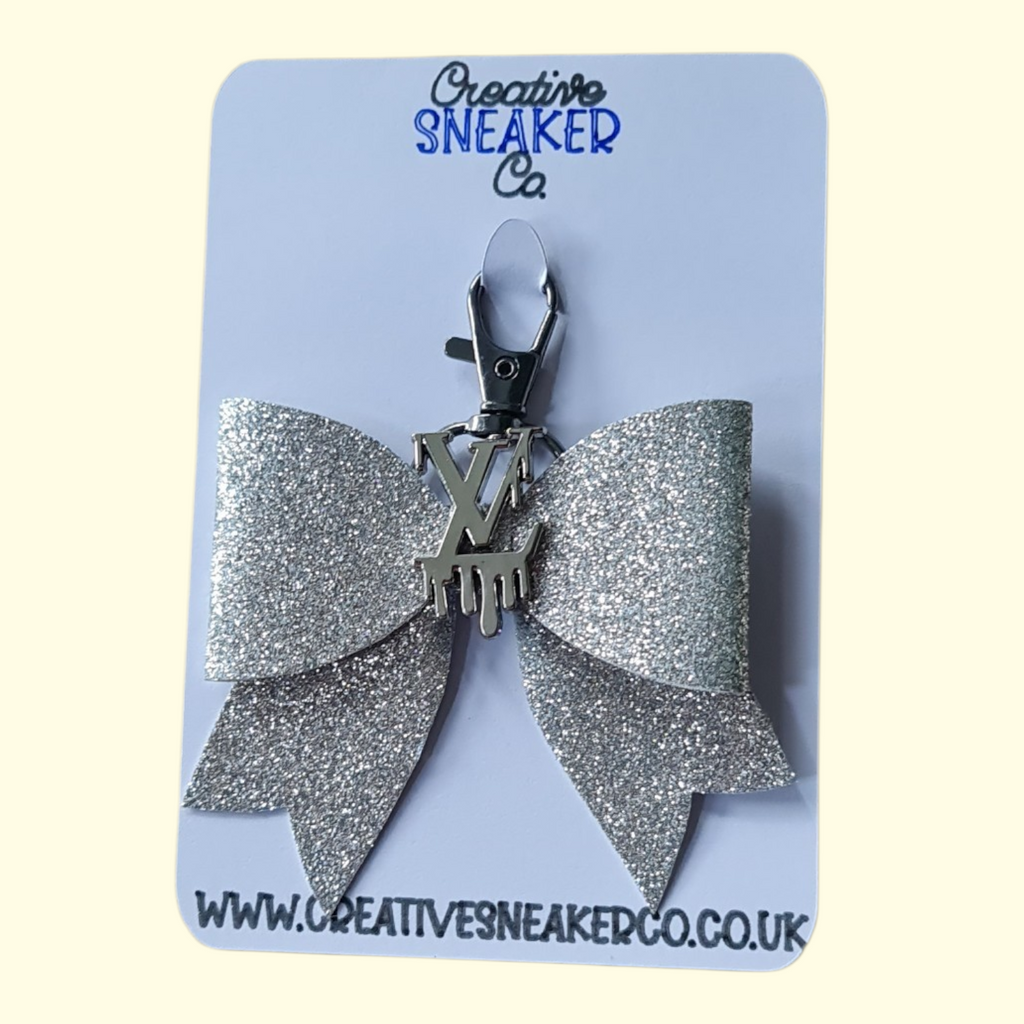 Silver Glitter Silver LV Drip Bag Charm
