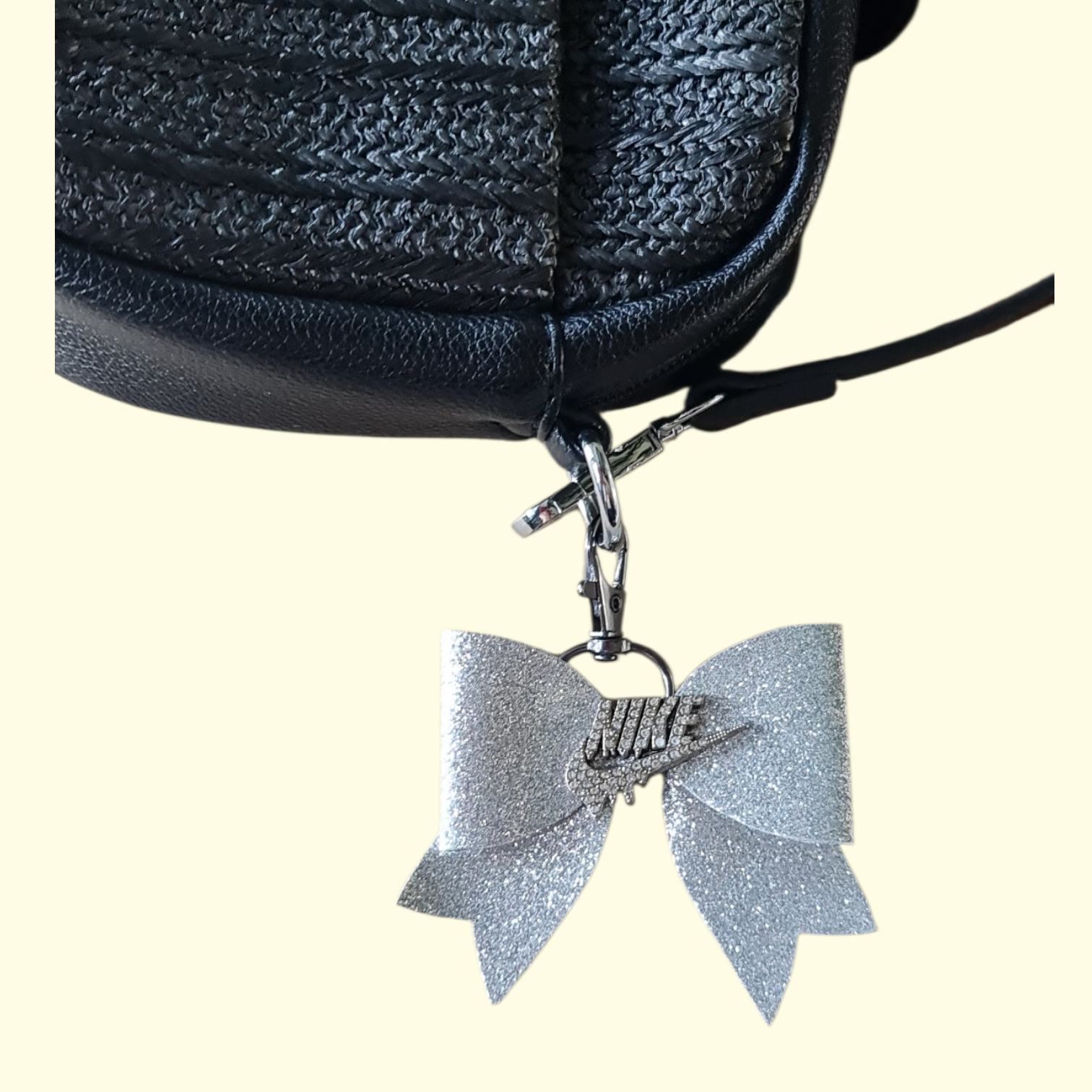 Silver Glitter Silver Nike Swoosh Bag Charm