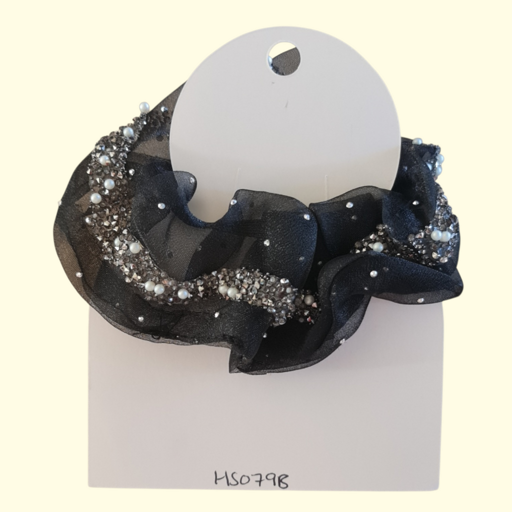 Bling Black Hair Scrunchie