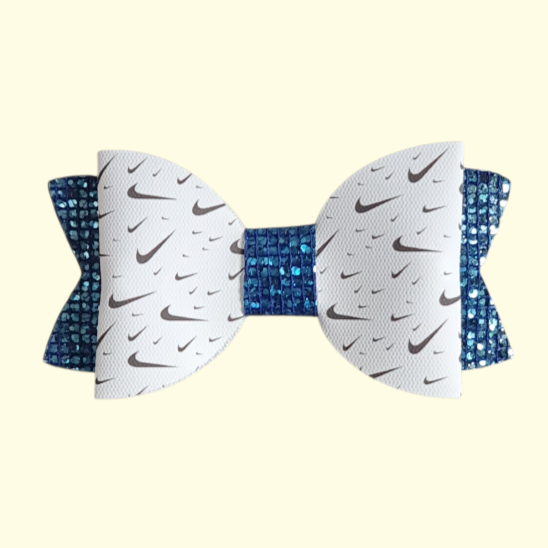 Swoosh Chunky Navy Glitter Hair Bow