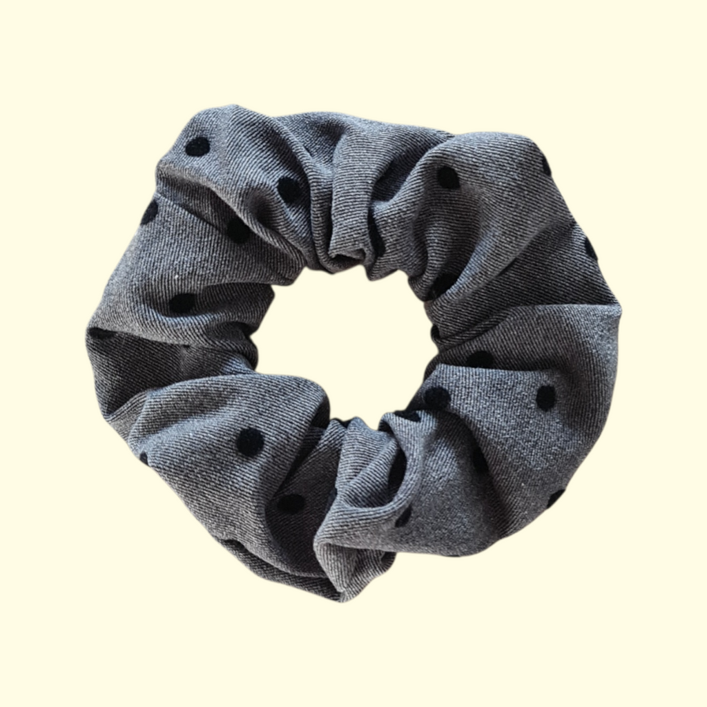 Grey Spot Hair Scrunchie