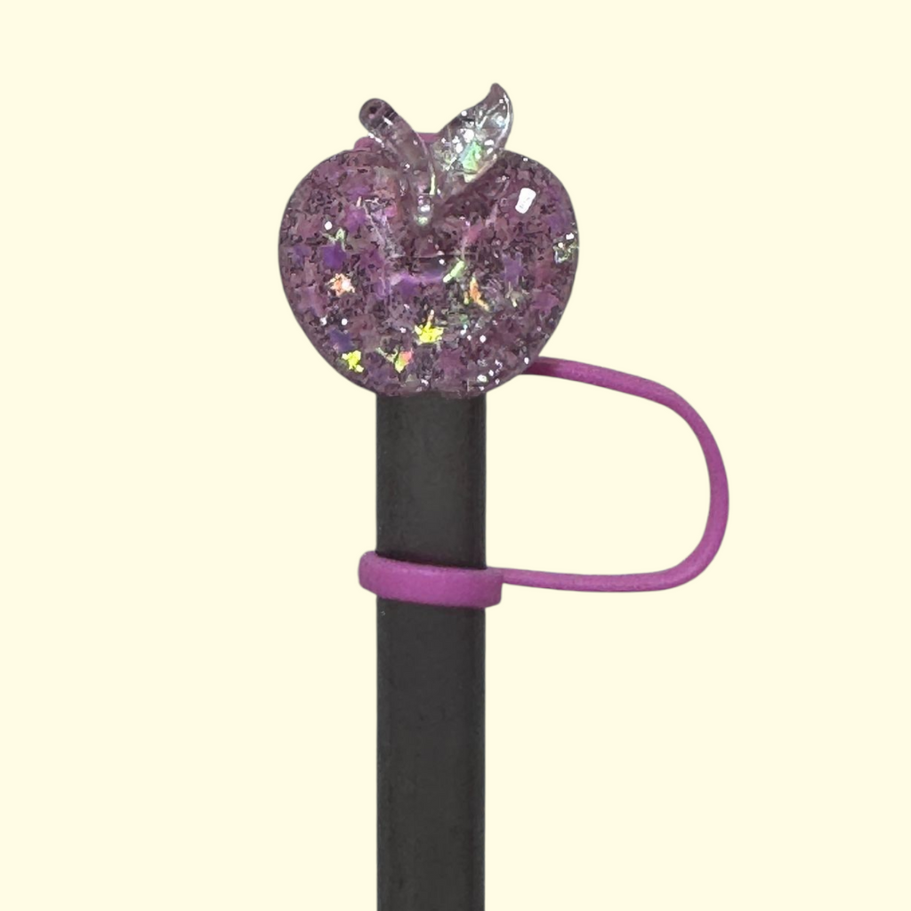 Pink Bling Apple Straw Topper