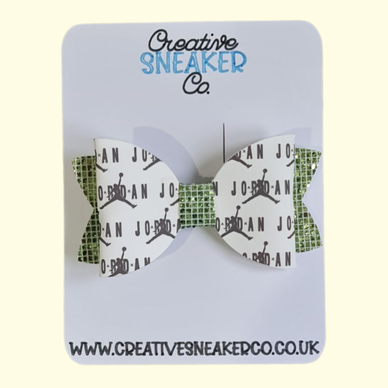Jumpman Green Chunky Glitter Hair Bow