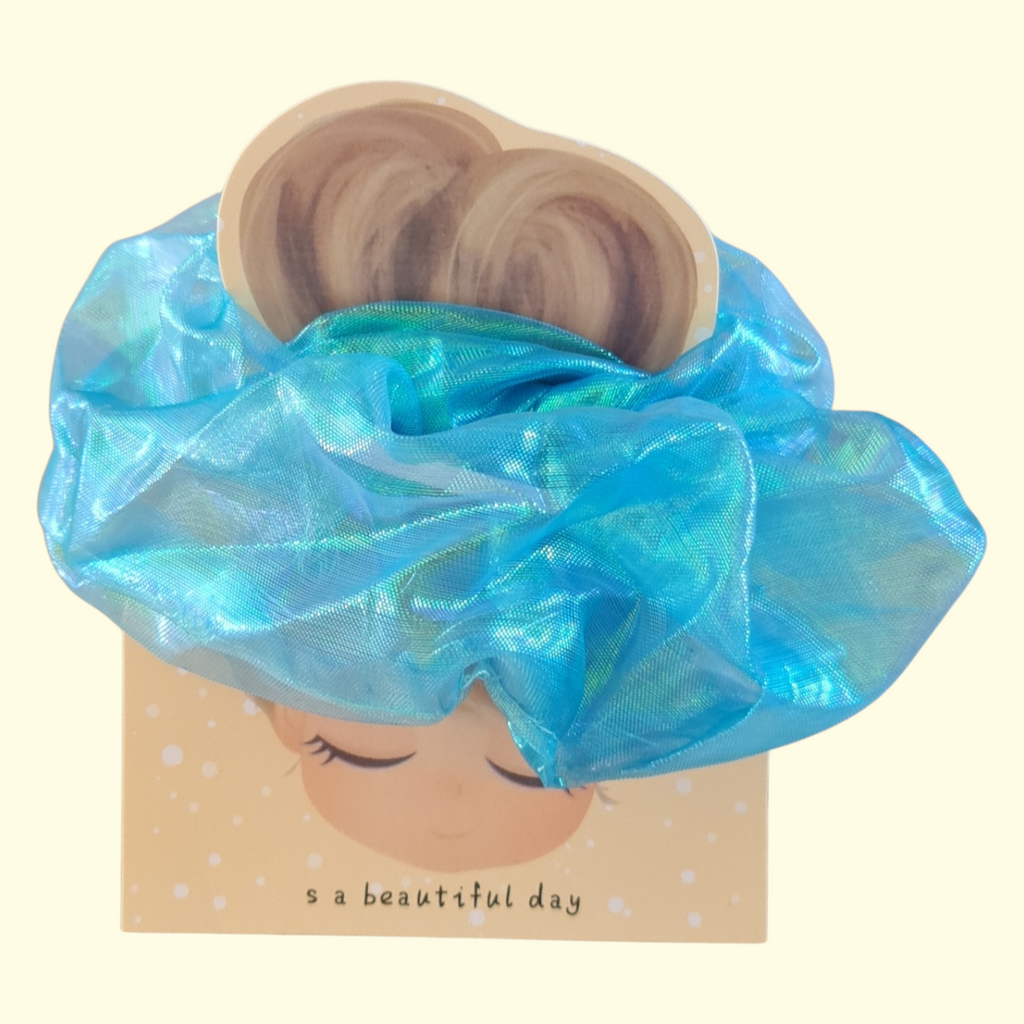 Puff Irridescent Blue Hair Scrunchie
