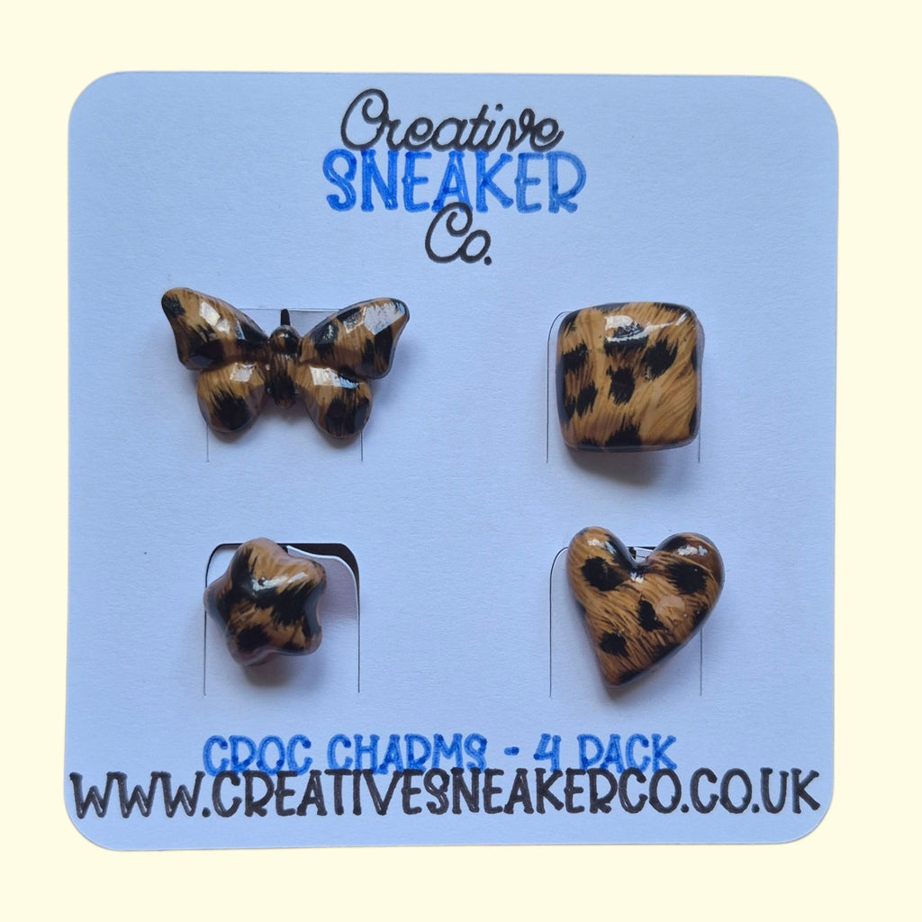 Leopard Print Butterfly Bling Crocs Charms x4
