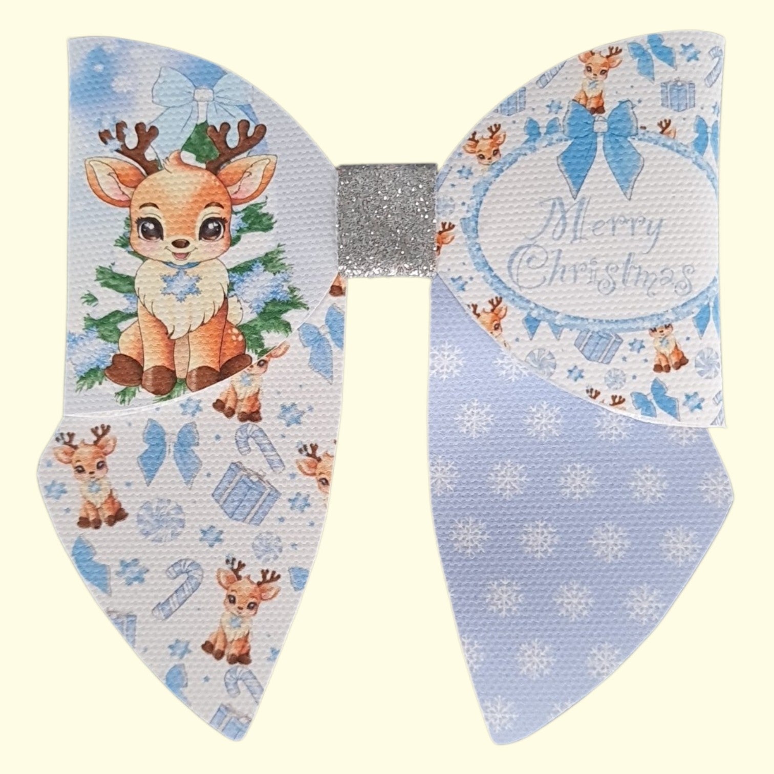 Blue Reindeer Sailor Hair Bow