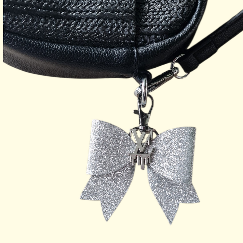 Silver Glitter Silver LV Drip Bag Charm