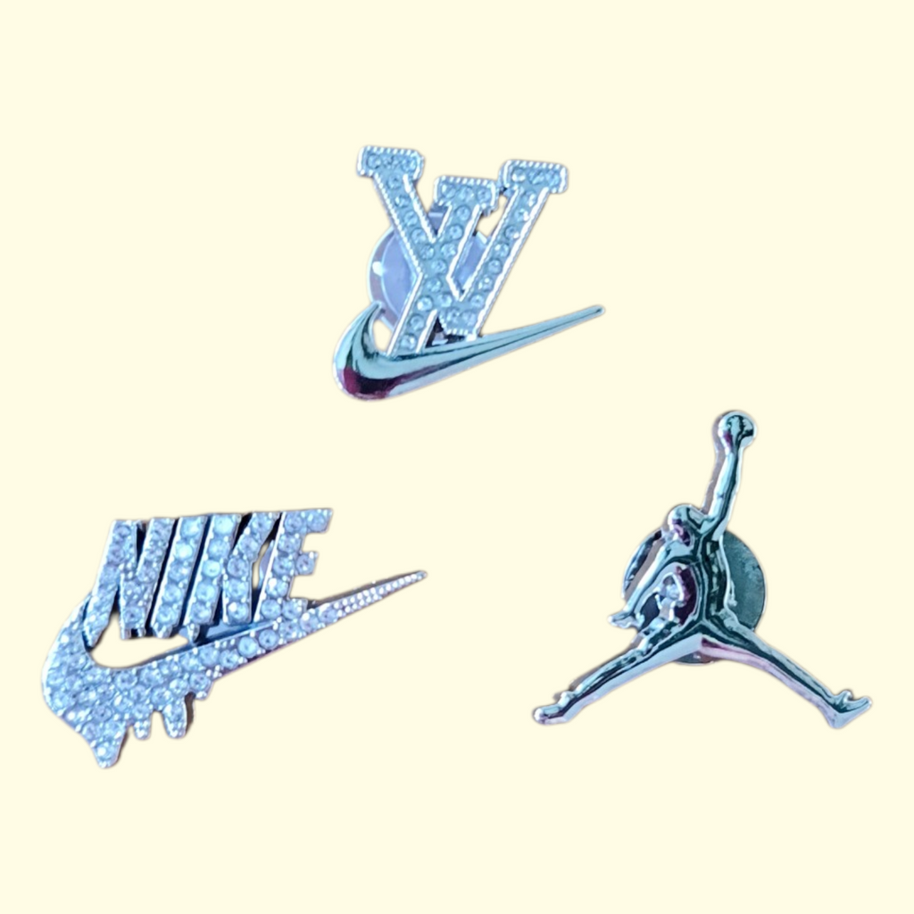 Silver Jumpman Bling Crocs Charms x3