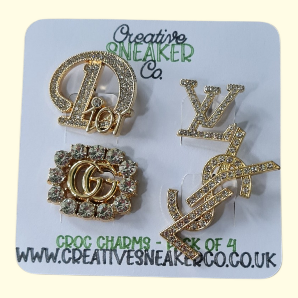 Gold Bling Designers Crocs Charms x4