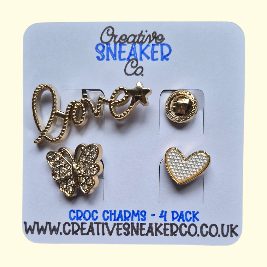 Gold Bling Love Crocs Charms x4