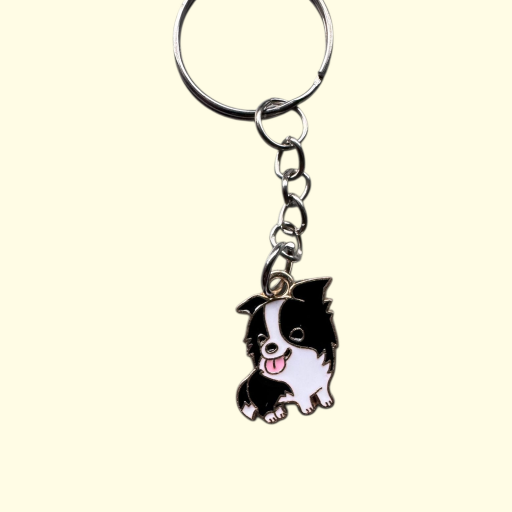Dog Black and White Keyring