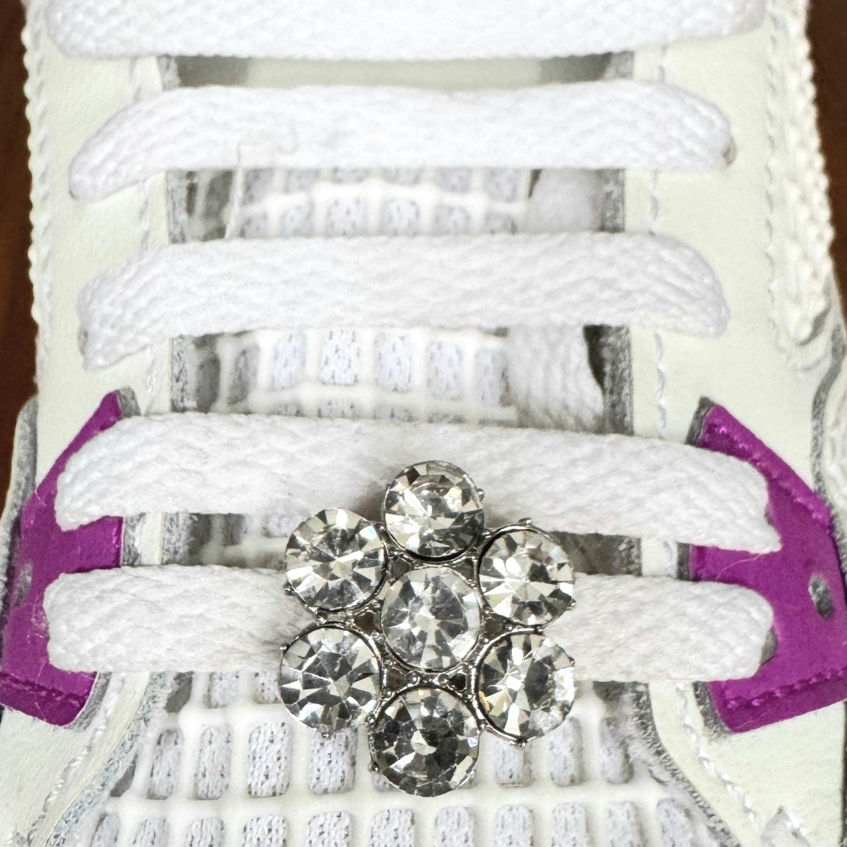 Silver Bling Flower Shoelace Charms