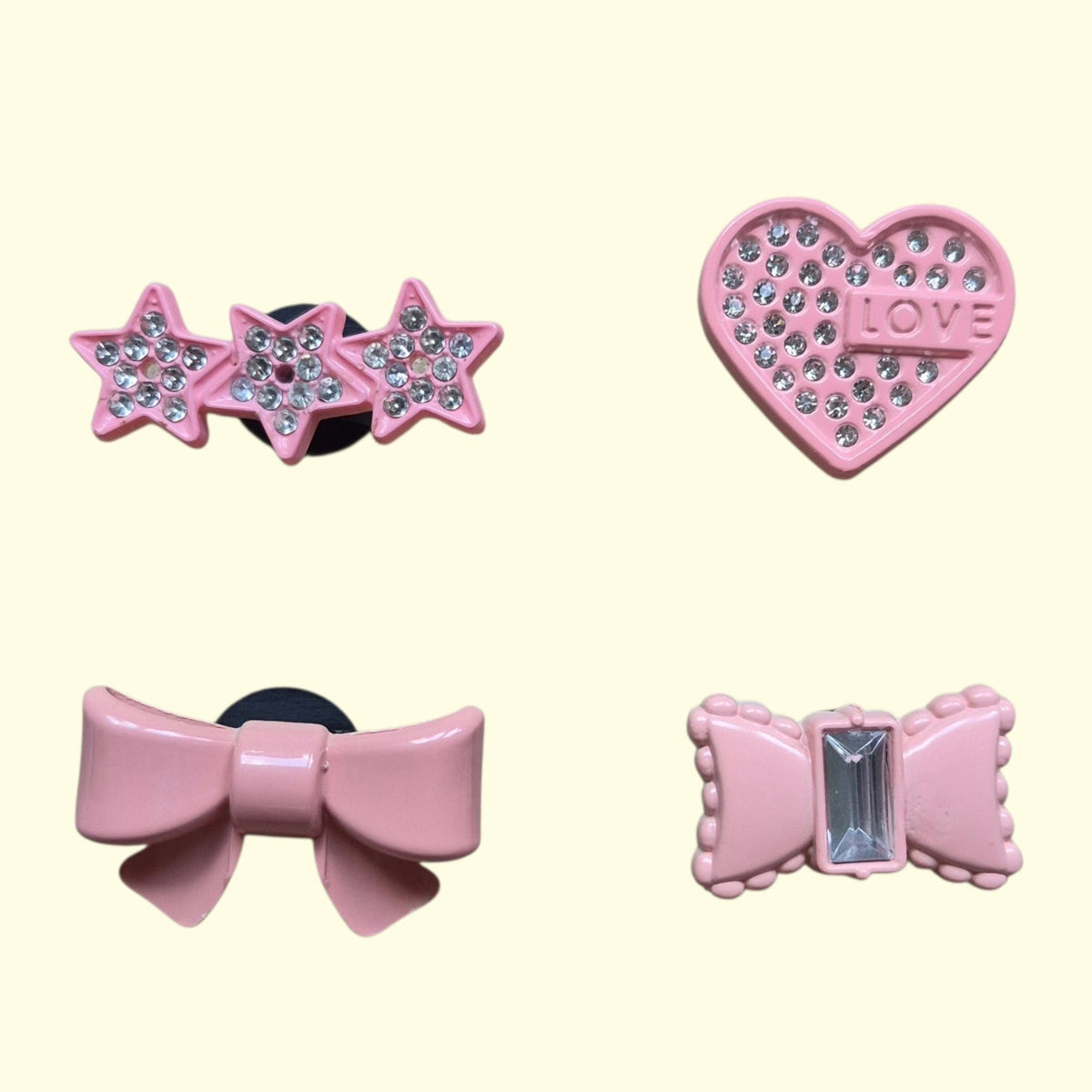 Pink Bow Bling Crocs Charms x4