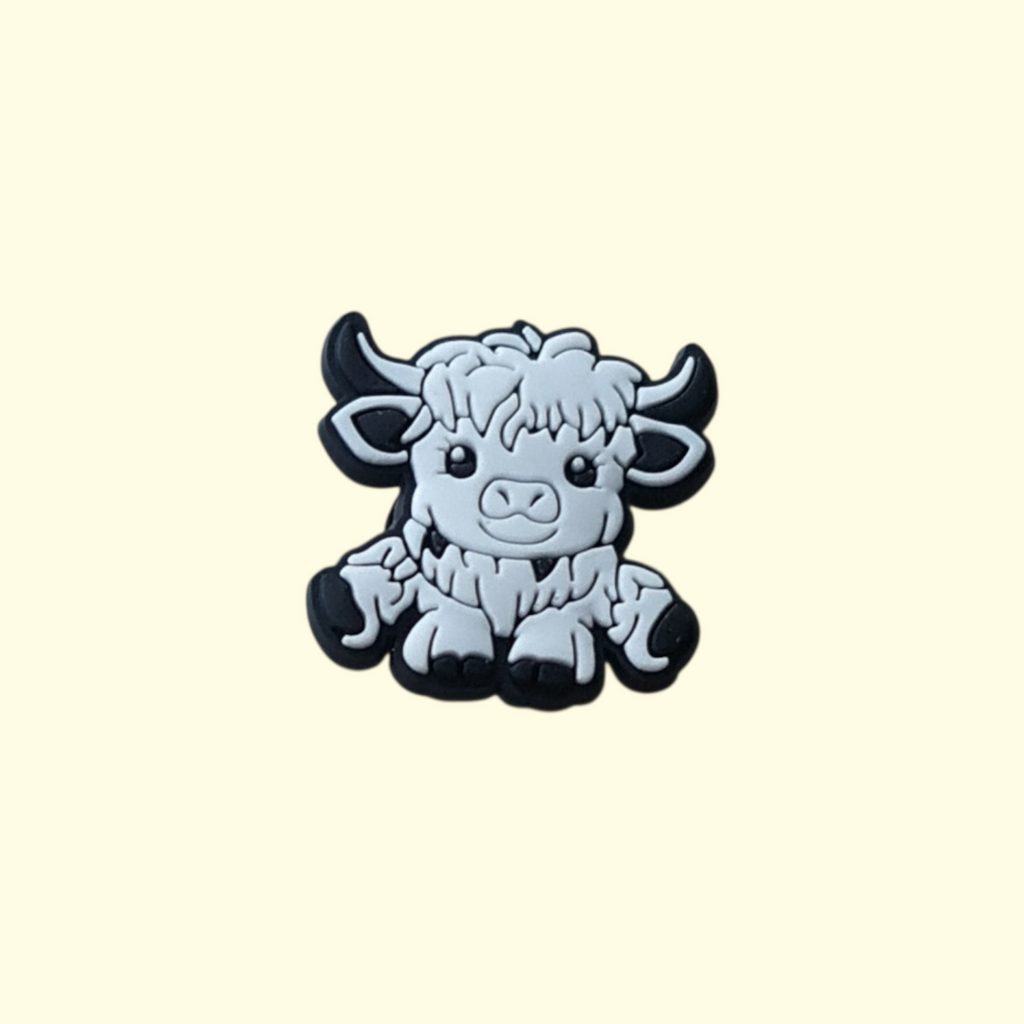Highland Cows White Crocs Charms x4