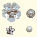 Gold Pearl Flower Crocs Charms x4