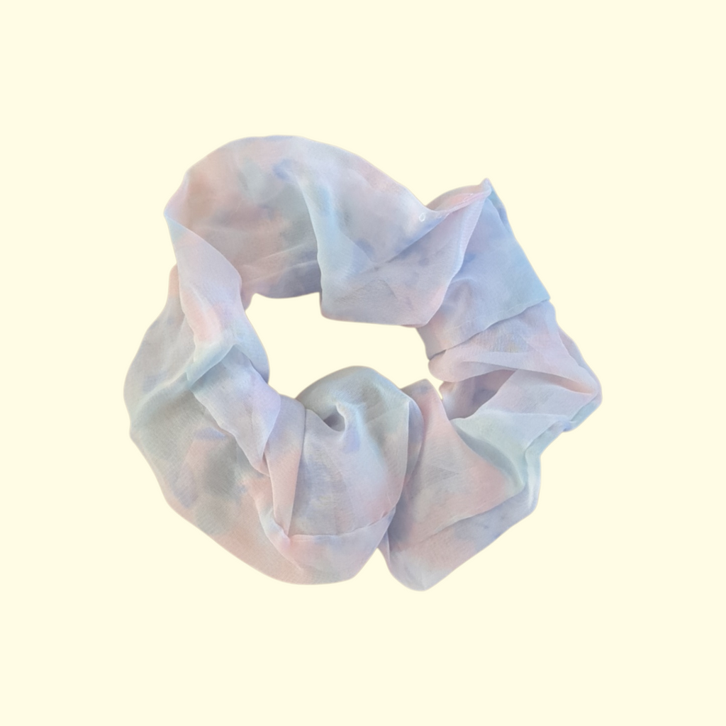 Puff Blue Print Hair Scrunchie