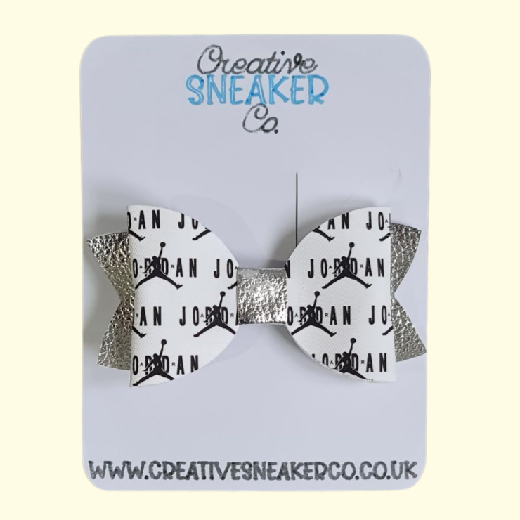Jumpman Silver Patent Hair Bow