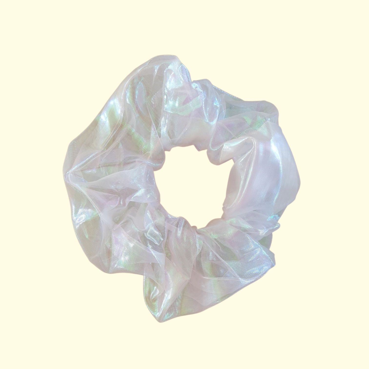 Puff Irridescent White Hair Scrunchie